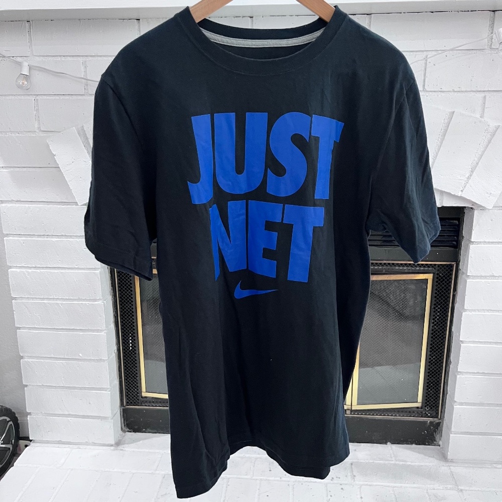 Just Net Blue Printed Logo Nike Short Sleeve Tshirt